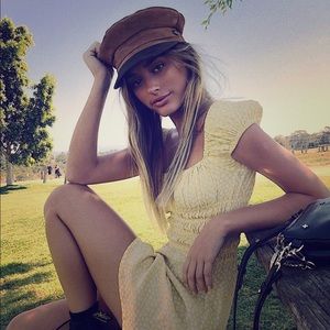 Light Brown genuine suede slouch cap